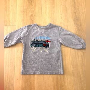 Vintage train embroidered long sleeve toddler 2T grey 90’s retro